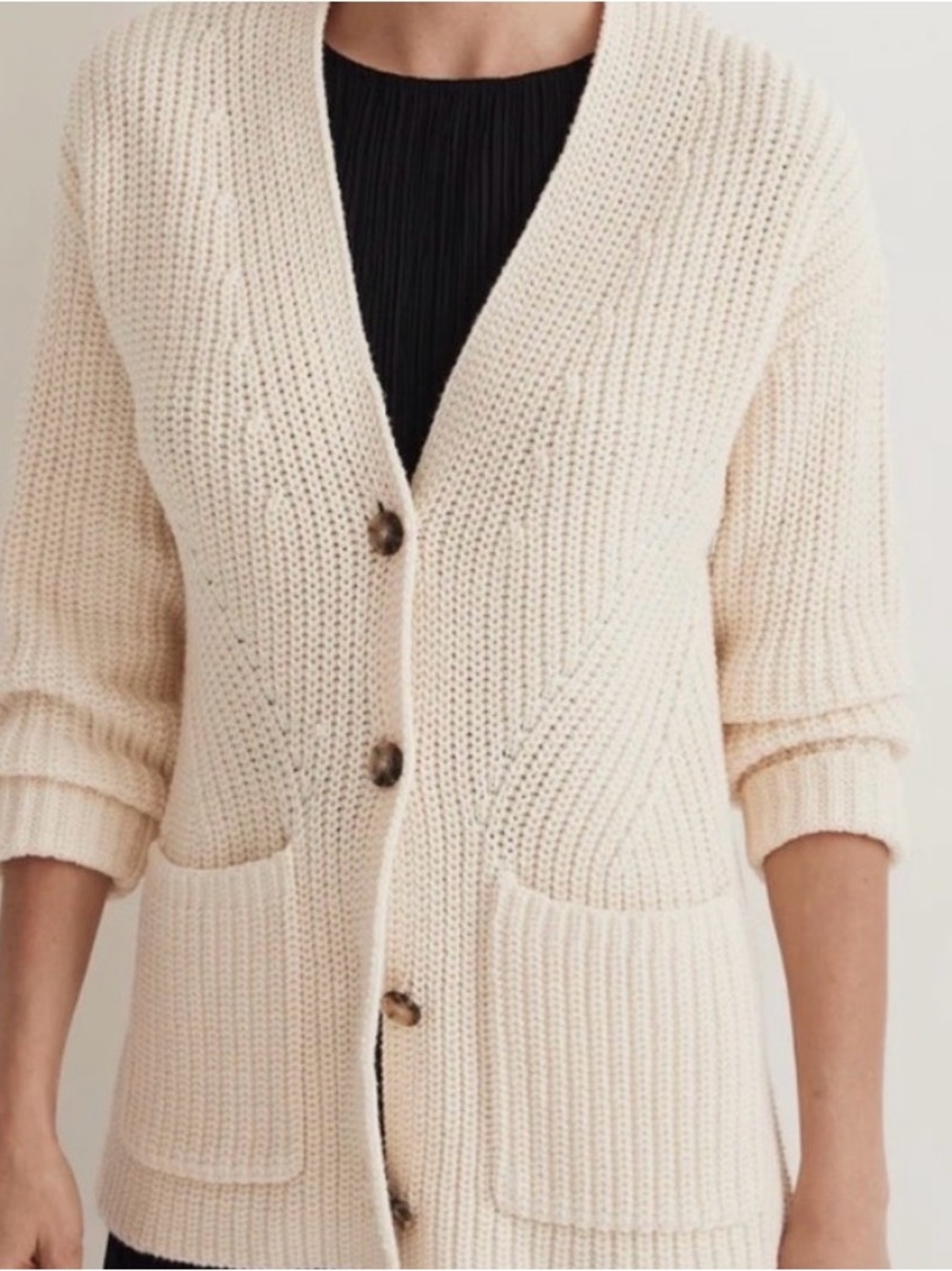 Madewell Textural Stitch V Neck Cardigan